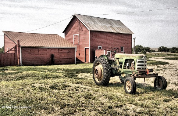 tractor and buildings